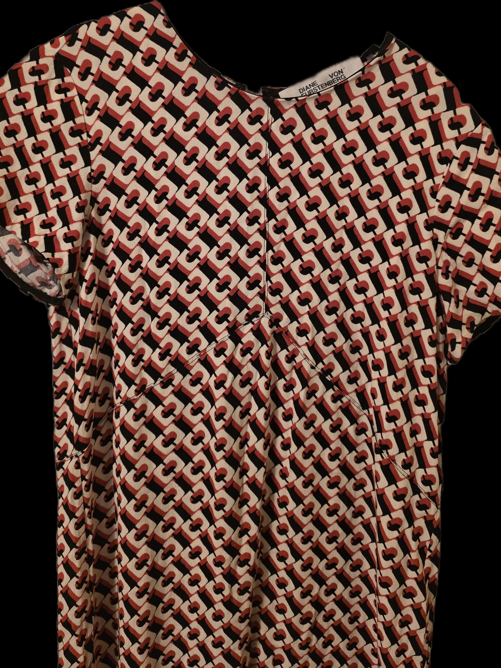 Diane von Furstenberg Geometric 100% Silk Short Sleeve Tunic
